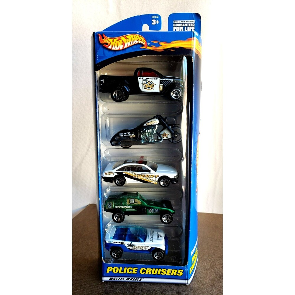 2001 Hot Wheel POLICE CRUISERS 5 GIFT PACK 1:64 50024 Jester Enforcer Police Car